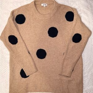 Madewell Tan and Black Polka Dot Sweater